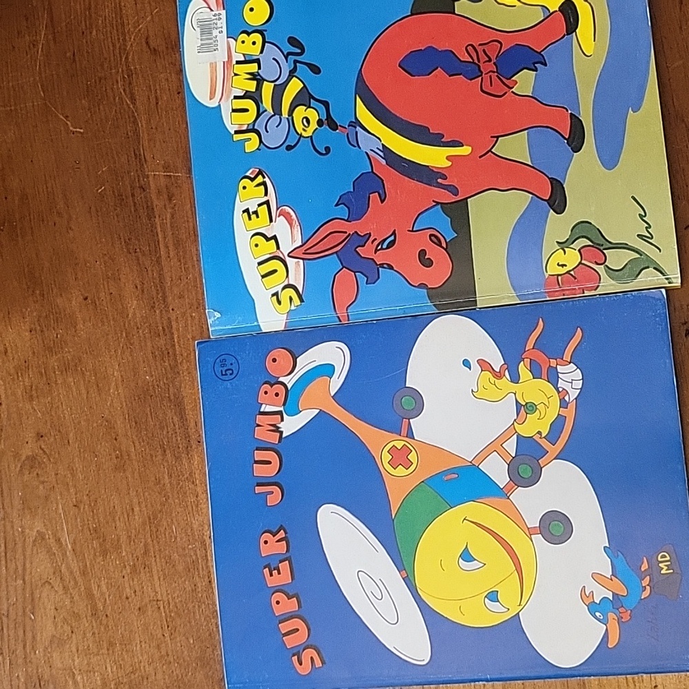 2 Super Jumbo Vintage Coloring Books